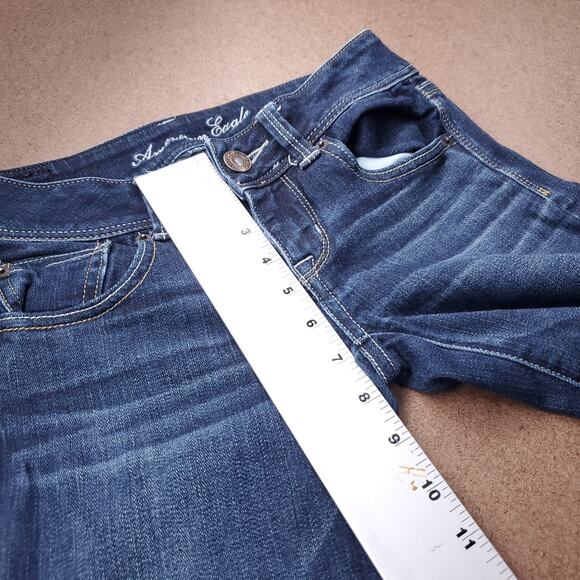 American Eagle Slim Boot Jeans Women 2 Dark Blue Y2K Sustainable Retro Cowgirl - Picture 6 of 12